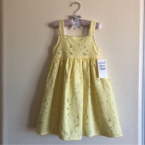NWT Nordstrom Yellow Lemonade Floral Lace Girls Dress (Size: 3)